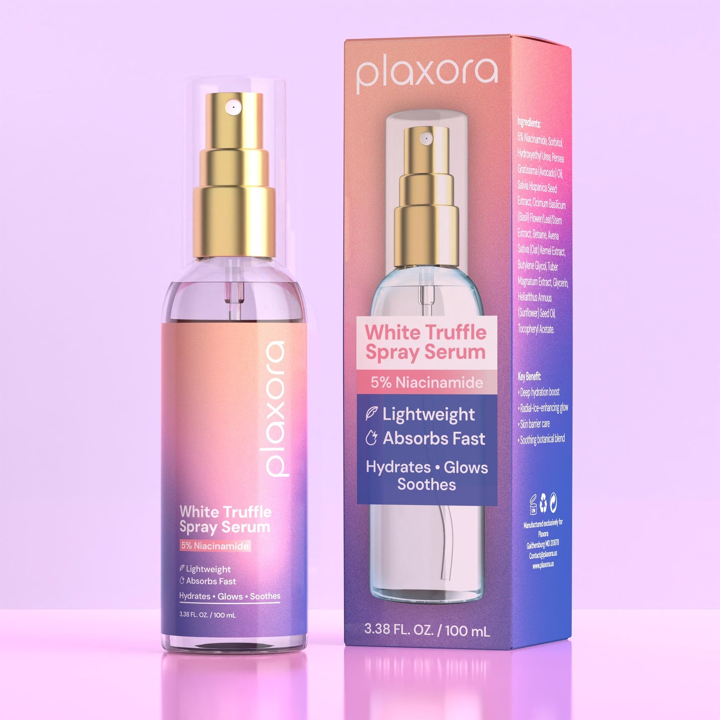 Ploxora White Truffle Spray Serum, Skin Moisturizing Treatment | Brightening, Botanical Oils, 5% Niacinamide, 100 ml Spray Pump Bottle