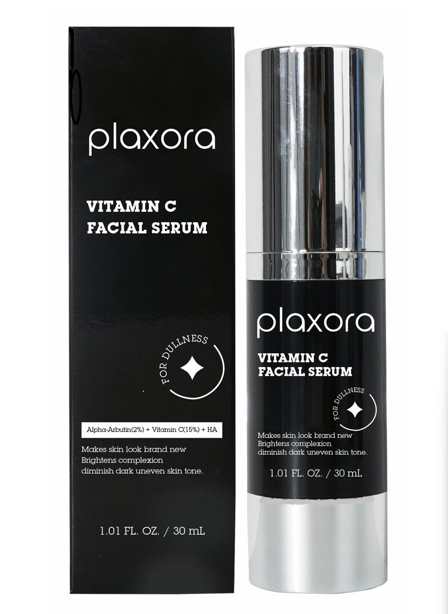 Plaxora Vitamin C + Arbutin + Copper Peptides Serum – 17% Brightening + Barrier Boost Complex for Radiant, Firm Skin – Anti-Aging Face Serum Boosts Collagen & Elasticity | Non-Comedogenic, 1 Fl Oz